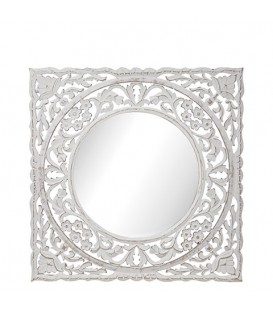Miroir cadre en bois blanc H60cm