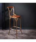 Iron and leather bar chair