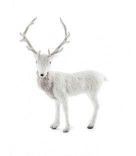 Cerf blanc déco H32 cm