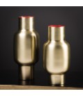 Bulge vase, satin brass red inside
