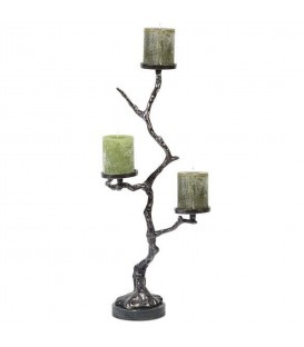 Chandelier en forme d'arbre avec base en marbre et nickel noir