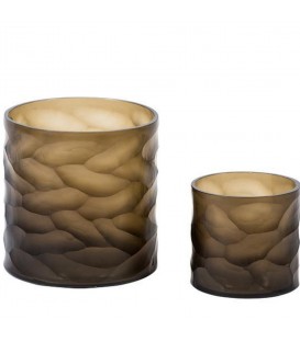 Handcut vase w/ polished border organic facets