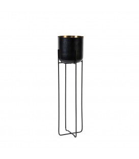 Outdoor candle on stand, black powdercoated outside, brass antique inside - Ø22 x 81- p/2