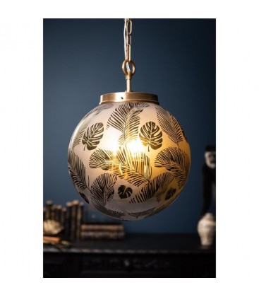 Lustre boule avec motifs feuilles