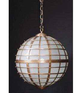Round Chandelier brass and frost glass