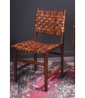 Chaise bois et cuir tressé