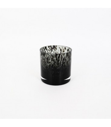 Vase en verre fumé avec taches noires