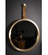 Round brass mirror, leopard decoration