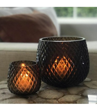 gray smoked glass tealight holder