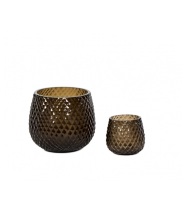 gray smoked glass tealight holder