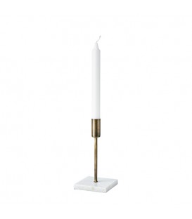 Brass Finish Metal Candle Holder with White Marble Base