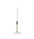 Brass Finish Metal Candle Holder with White Marble Base