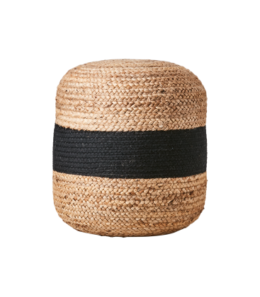 Pouf bicolore a rayure nature et noir