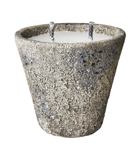 Large outdoor candle in a stoneware pot