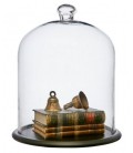 Grande cloche en verre avec support en bois ARLO - H34 cm