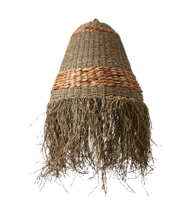 Straw lampshade with openwork fringe