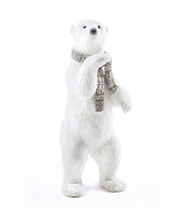 Grand ours polaire avec echarpe rouge