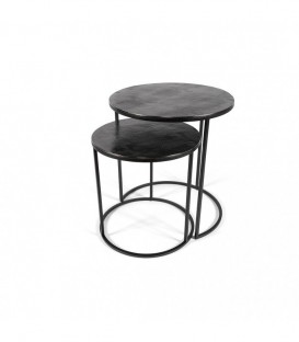 Side table set of 2 - top with print on black frame