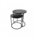 Side table set of 2 - top with print on black frame