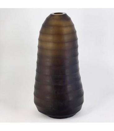 Vase en verre nervuré