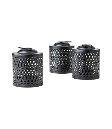 Lot de 3 lanternes en metal noir