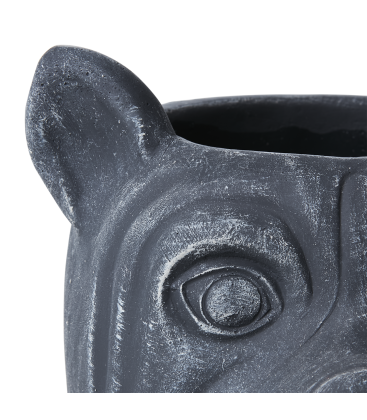 Pot tête de chien en béton noir