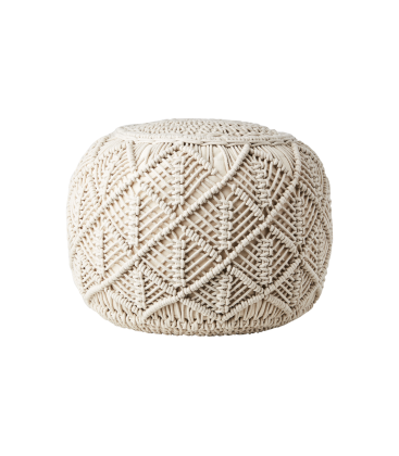 Pouf blanc en coton H35 cm