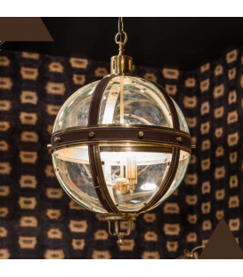 Ball lantern in leather and brass