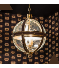 Ball lantern in leather and brass