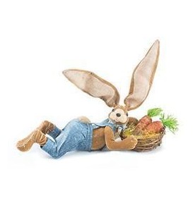 Lapin couché avec son panier