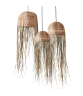 Set of 3 Handwoven Palm Lampshades, Natural
