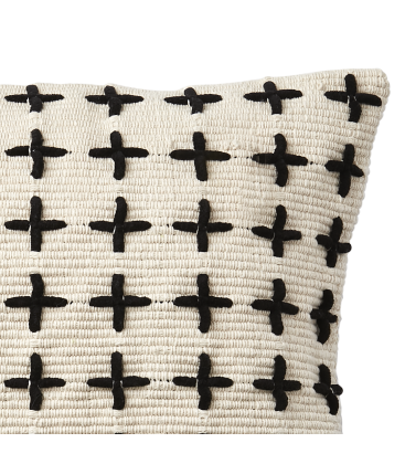 Housse de coussin noir et blanc en coton 50x50 cm