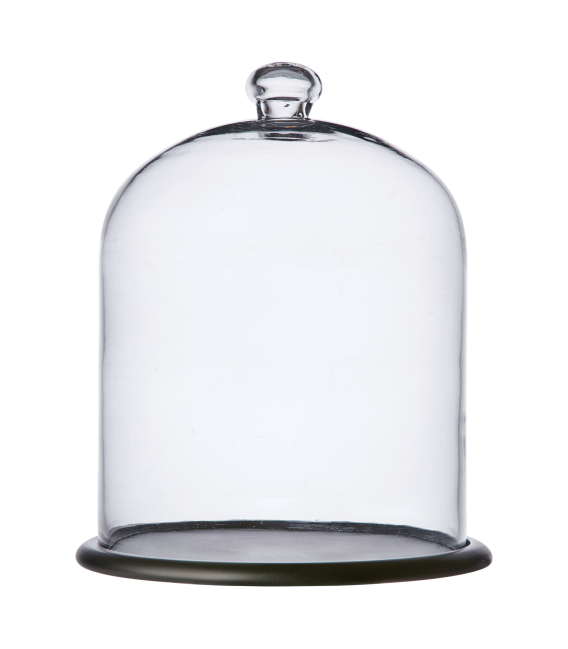 Grande cloche en verre avec support en bois ARLO - H34 cm