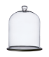 Grande cloche en verre avec support en bois ARLO - H34 cm