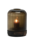 GLASS LANTERN ON WOODEN BASE H33 CM