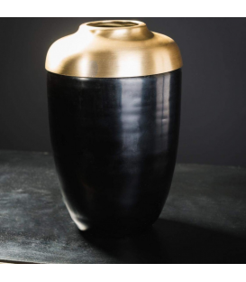 Vase en verre noir base laiton