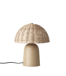 Limited Edition Mushroom Table Lamp Ø15/31xH38 cm in Metal and Wicker