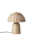 Limited Edition Mushroom Table Lamp Ø15/31xH38 cm in Metal and Wicker