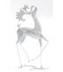 Cerf en métal banc et paillette H58 cm