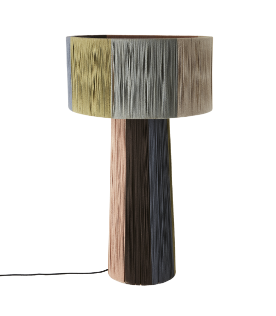 Grande lampe de sol en métal et jute multicolore