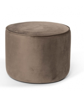 Pouf en velours Taupe Ø 55x40cm - Décoration intemporelle