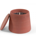 Lavender-scented outdoor candle in red terracotta - Conical shape with a black cover in a gift box - Dimensions: Ø 20x19cm.