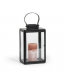Black Metal Lantern with Leather Handle - Height 33 cm