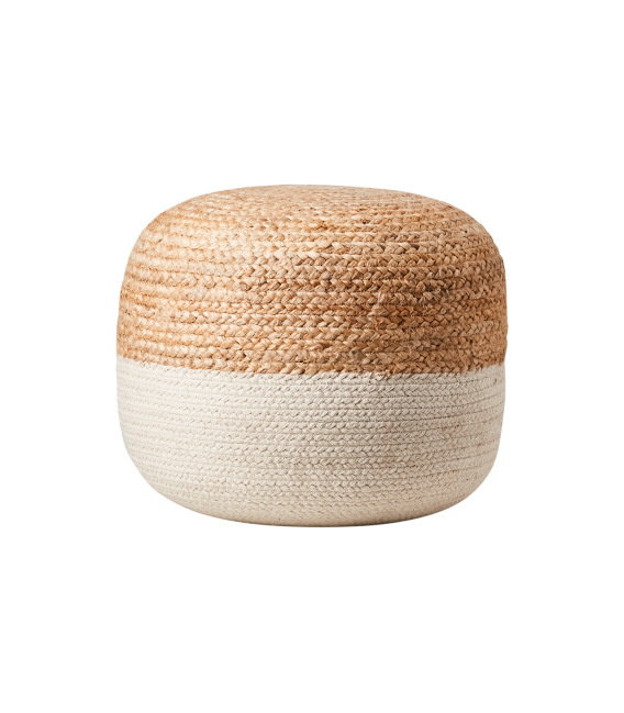 Pouf rond en corde - ivoire et nature