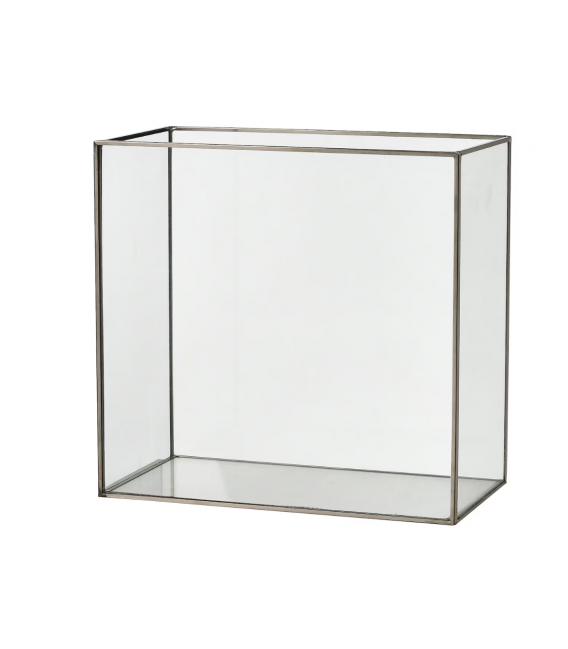 Lanterne rectangle verre et metal - Longueur 123 cm