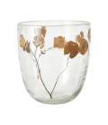 GLASS TEA HOLDER WITH LEAVES