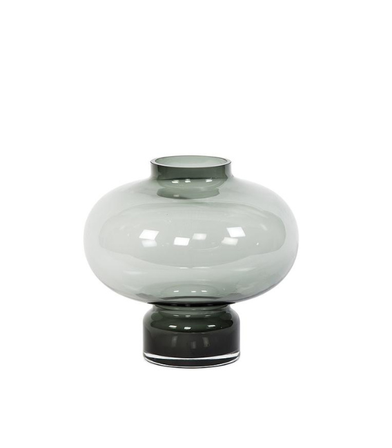 Vase boule en verre fumée sur pied