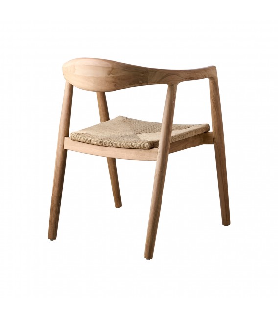 Fauteuil nature en teck et corde RIVA