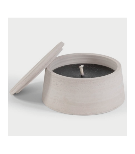 Bougie Extérieure parfumée dans un pot de terre gris avec couvercle