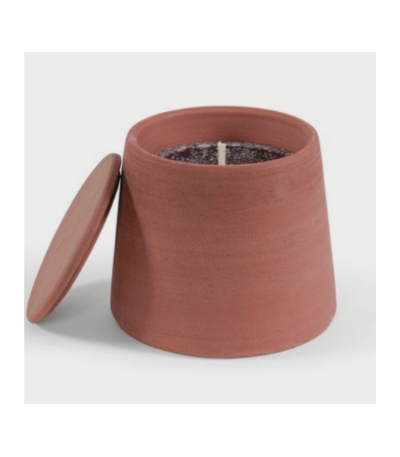 Bougie Parfumée d'Extérieur dans un Pot en Terre Cuite Rouge avec Couvercle - Dimensions : Ø 20x19cm